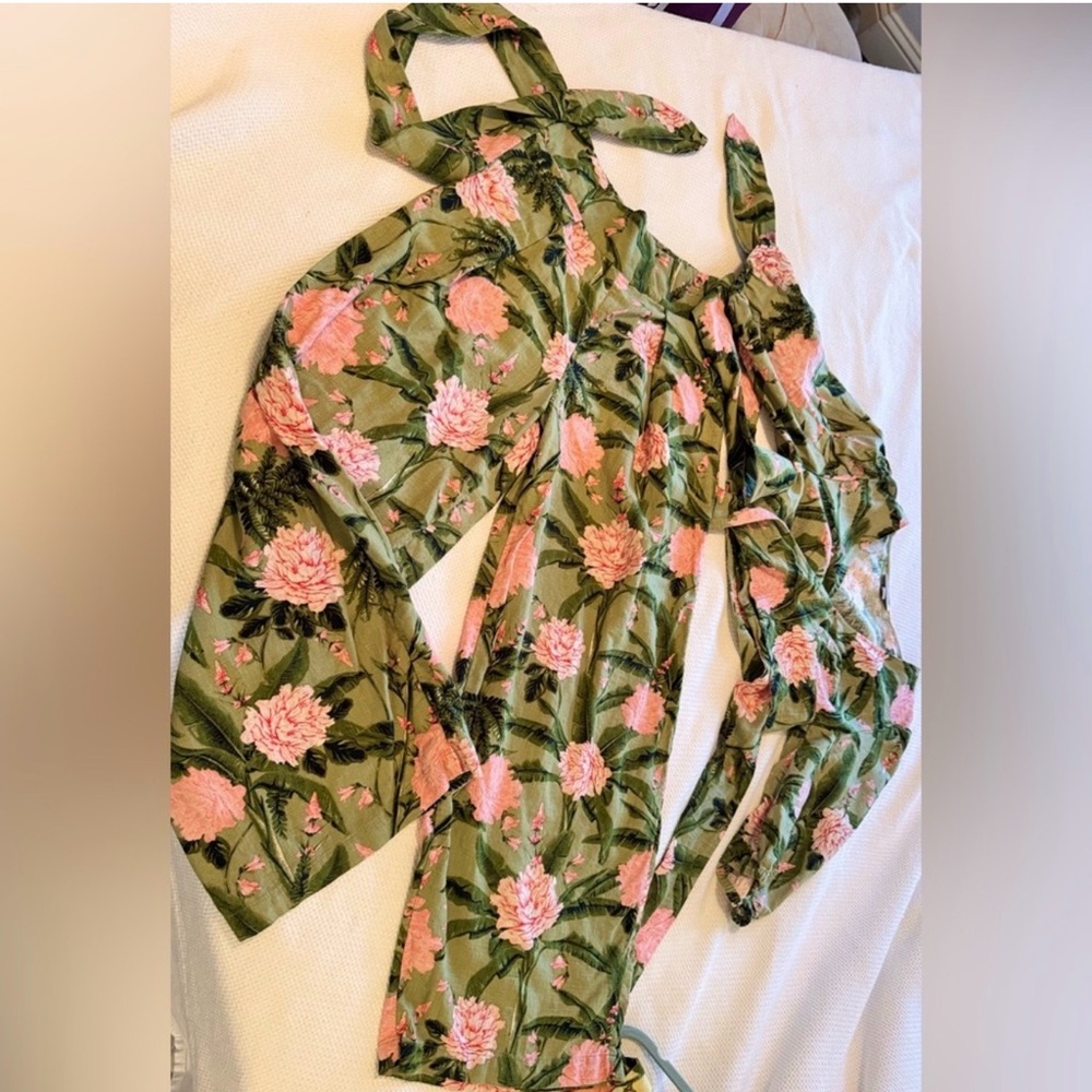Agua Bendita x Target Green and Pink Blush Peony Pants - Picture 7 of 8